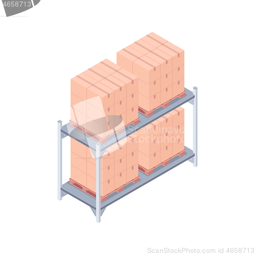 Image of Loaded pallet rack isometric vector illustration