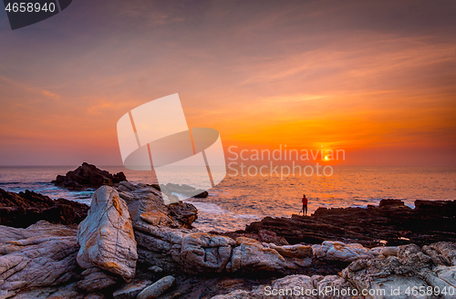 Image of Brilliant vivid sunrise over the ocean