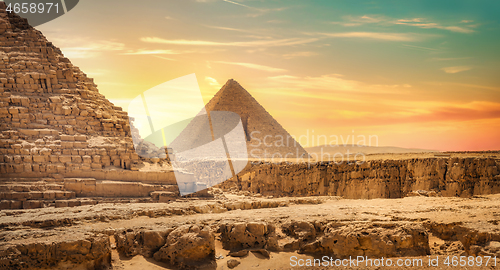 Image of Landscape with pyramids