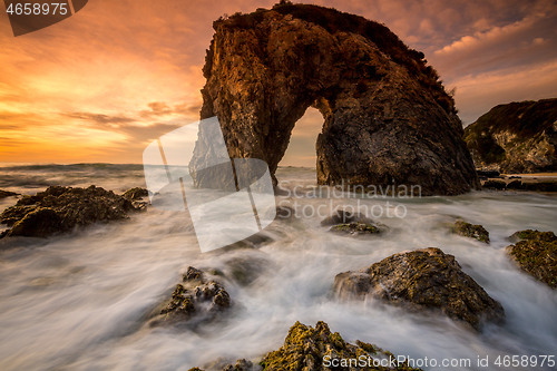 Image of Choppy sea and a magnificent sunrise at Horsehead Rock Australia