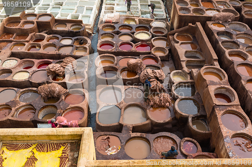 Image of Tanneries of Fes, Morocco, Africa 