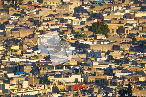 Image of Aerial view of old Medina in Fes Morocco