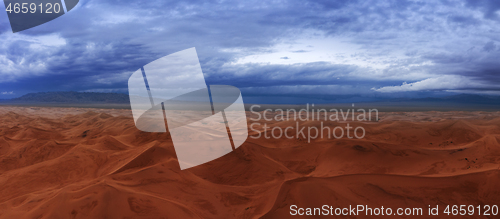 Image of Sand dunes storm clouds in Gobi Desert