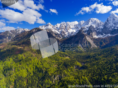 Image of Aerial view on mountains in Triglav park