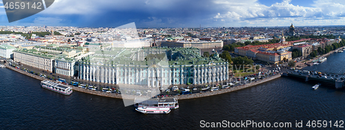 Image of Aerial view of Neva River and Hermitage