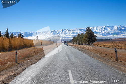 Image of Road leading to snow Atlas mountains