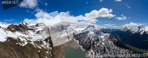 Image of Aerial view on Ritom lake and mountains