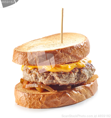 Image of toasted bread with burger meat