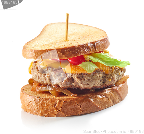 Image of toasted bread with burger meat