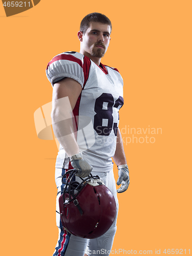 Image of American Football Player isolated on colorfull background