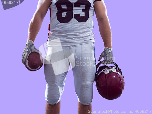 Image of closeup American Football Player isolated on colorfull backgroun