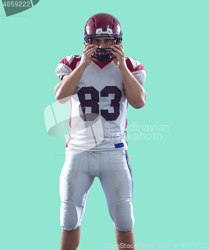 Image of American Football Player isolated on colorfull background