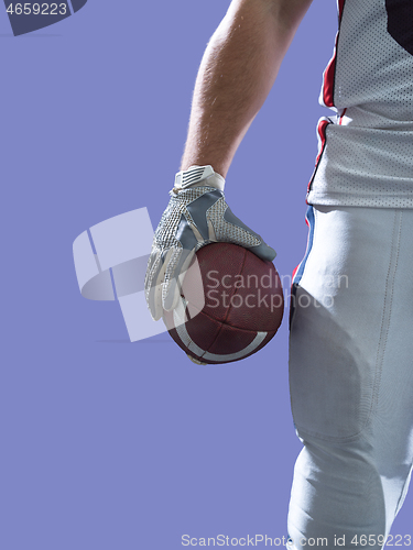 Image of closeup American Football Player isolated on colorfull backgroun