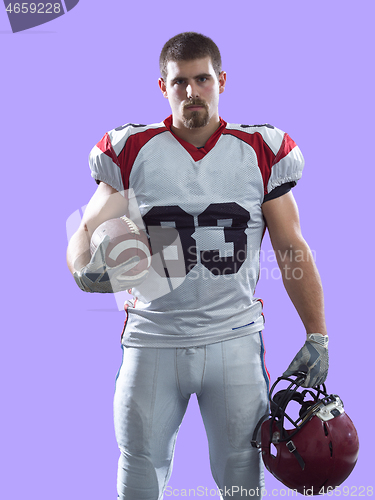 Image of American Football Player isolated on colorfull background