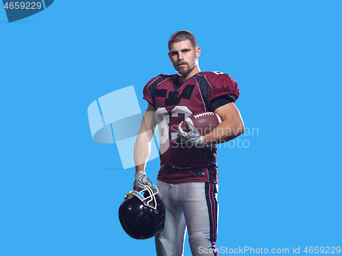 Image of American Football Player isolated on colorfull background