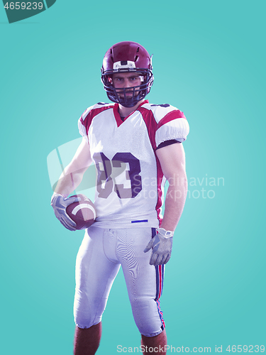 Image of American Football Player isolated on colorfull background