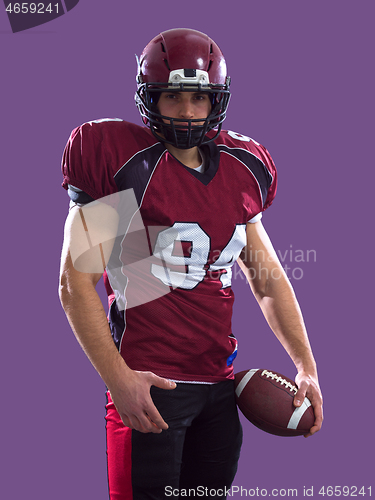 Image of American Football Player isolated on colorfull background