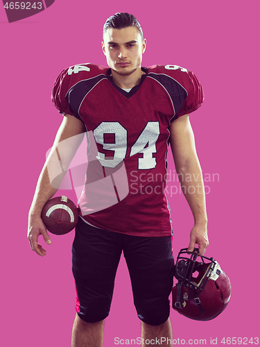 Image of American Football Player isolated on colorfull background