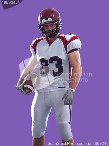 Image of American Football Player isolated on colorfull background