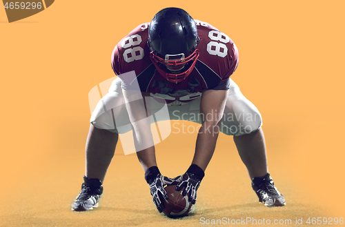 Image of American Football Player isolated on colorfull background