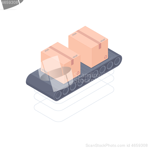 Image of Automated conveyor belt isometric vector illustration