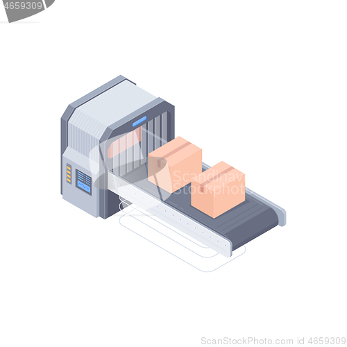 Image of Automated boxing line isometric illustration