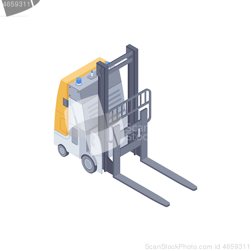 Image of Electric forklift isometric vector illustration