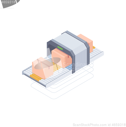 Image of Automated packaging conveyor belt isometric illustration