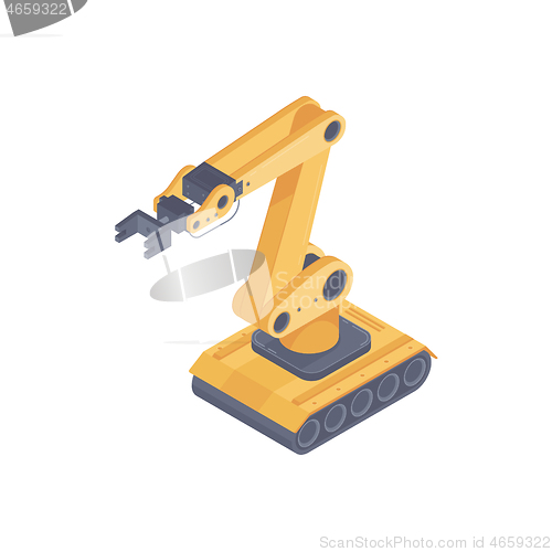 Image of Automated robot arm isometric vector illustration