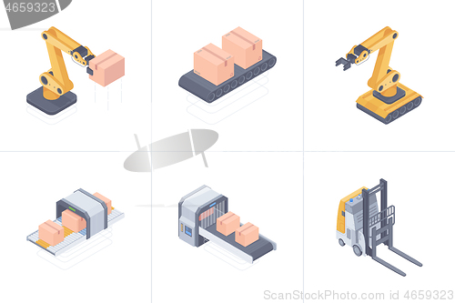 Image of Set of smart warehouse devices isometric illustration