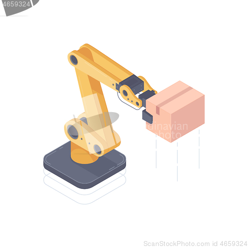 Image of Automated robot arm isometric vector illustration