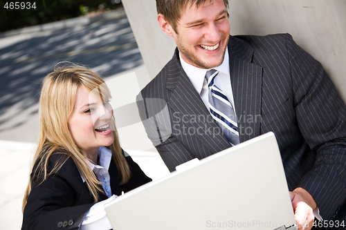 Image of Working caucasian business people