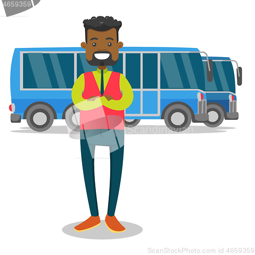 Image of Full length of young black bus driver.