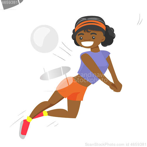 Image of African-american sportswoman playing volleyball.