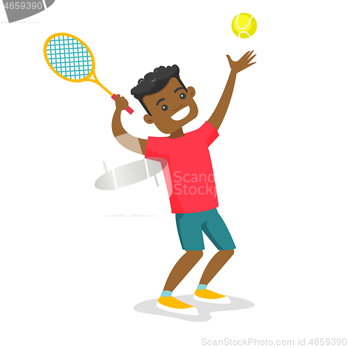 Image of Black tennis player playing tennis.