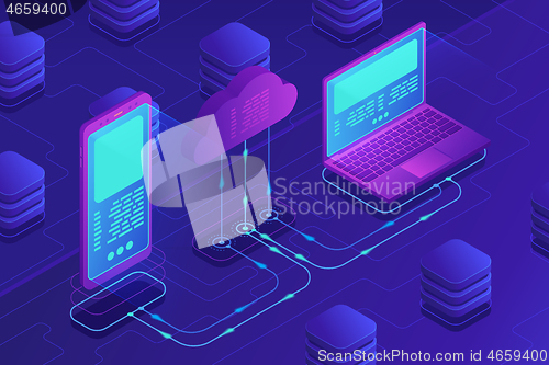 Image of Isometric cloud storage concept.