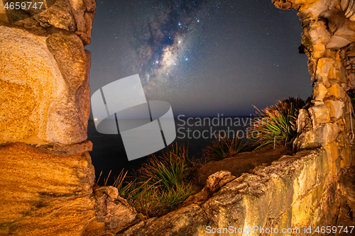 Image of Views to the night sky from inside the sandstone cave