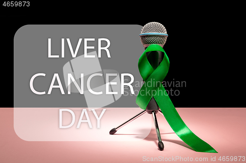 Image of Liver Cancer and Hepatitis B - HVB Awareness month ribbon, Emerald Green or Jade ribbon