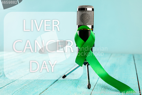 Image of Liver Cancer and Hepatitis B - HVB Awareness month ribbon, Emerald Green or Jade ribbon
