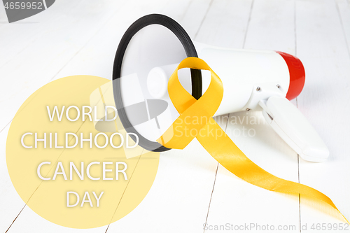 Image of Yellow ribbon symbolic color for Sarcoma Bone cancer awareness and suicide prevention