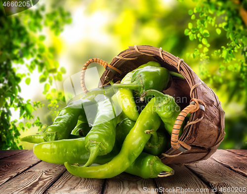 Image of Green pepper in a basket