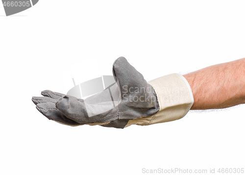 Image of Male hand wearing working glove