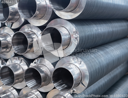 Image of Stainless steel tubes stacked