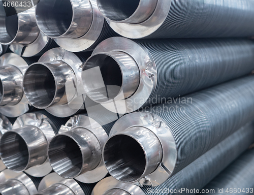Image of Stainless steel tubes stacked