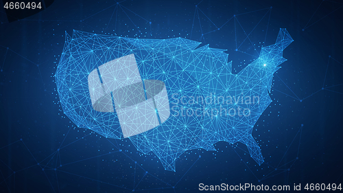 Image of Polygon USA country map on blockchain hud banner.