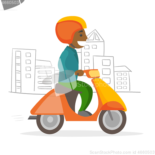 Image of A man driving motorcycle.