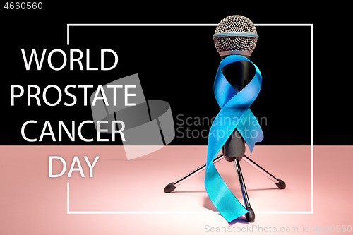 Image of Blue ribbon symbolic of prostate cancer awareness campaign and men\'s health in November