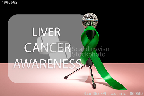 Image of Liver Cancer and Hepatitis B - HVB Awareness month ribbon, Emerald Green or Jade ribbon