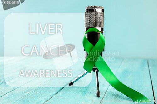 Image of Liver Cancer and Hepatitis B - HVB Awareness month ribbon, Emerald Green or Jade ribbon