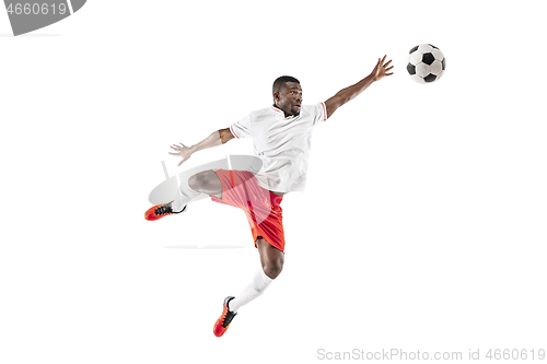 Image of Professional african football soccer player isolated on white background